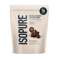 Isopure Dark Chocolate bag with whey protein powder for everyday high-protein meals.