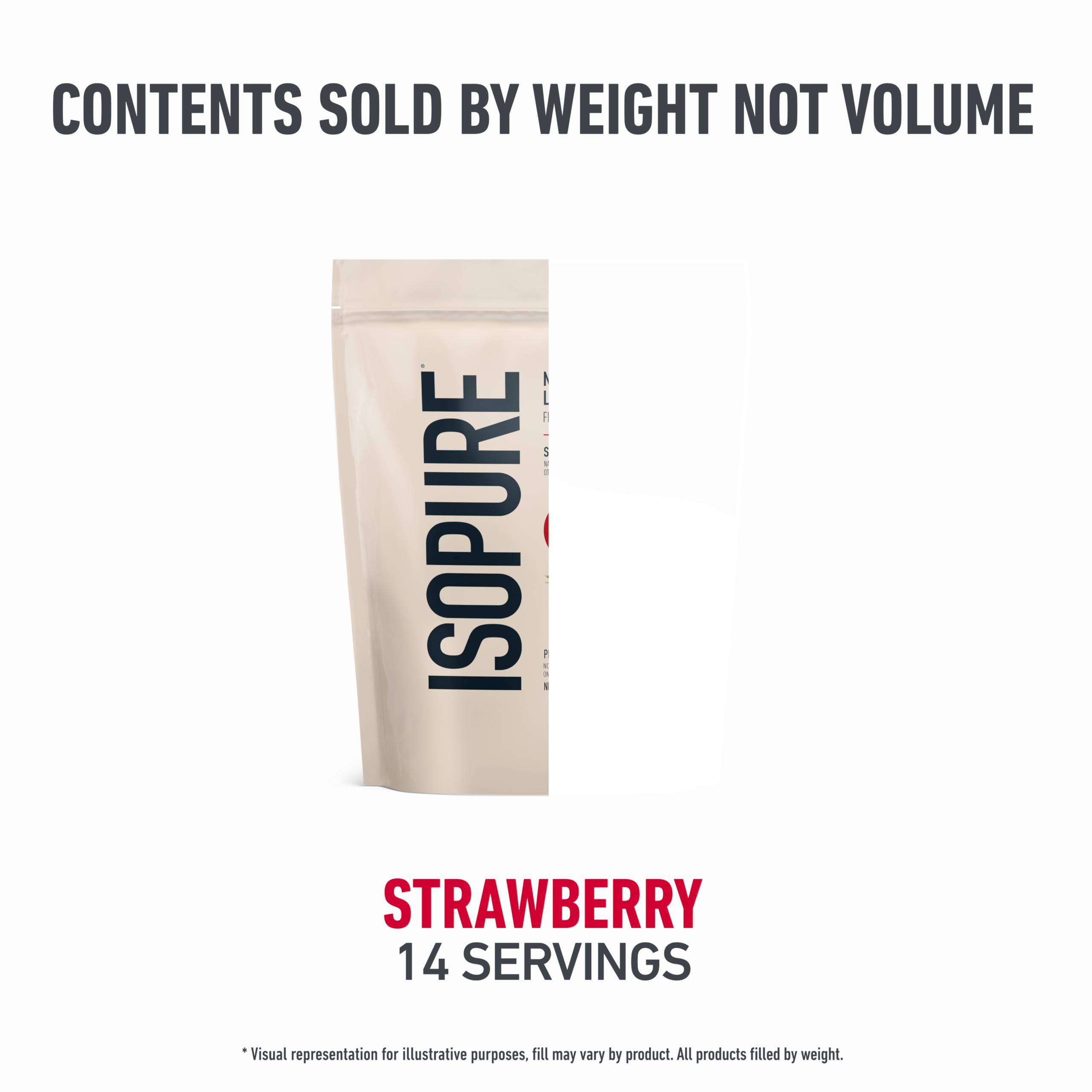 Isopure glass with foam highlights a creamy strawberry shake.