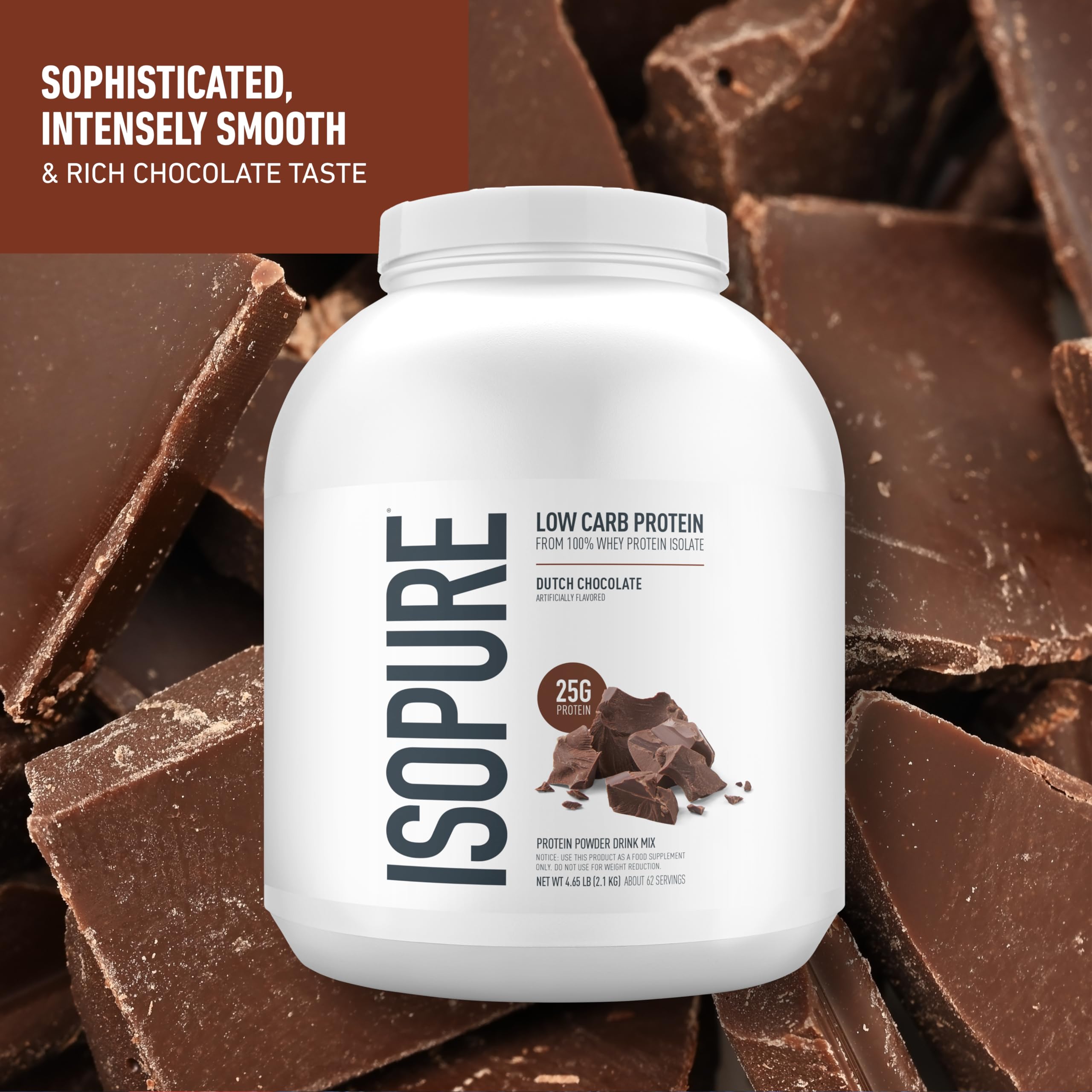 Isopure gluten-free whey protein powder poured in a glass for gluten-conscious nutrition.