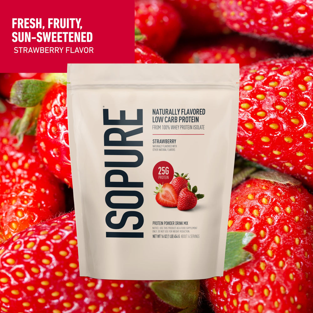 Isopure ingredients panel highlights whey isolate as the core protein.