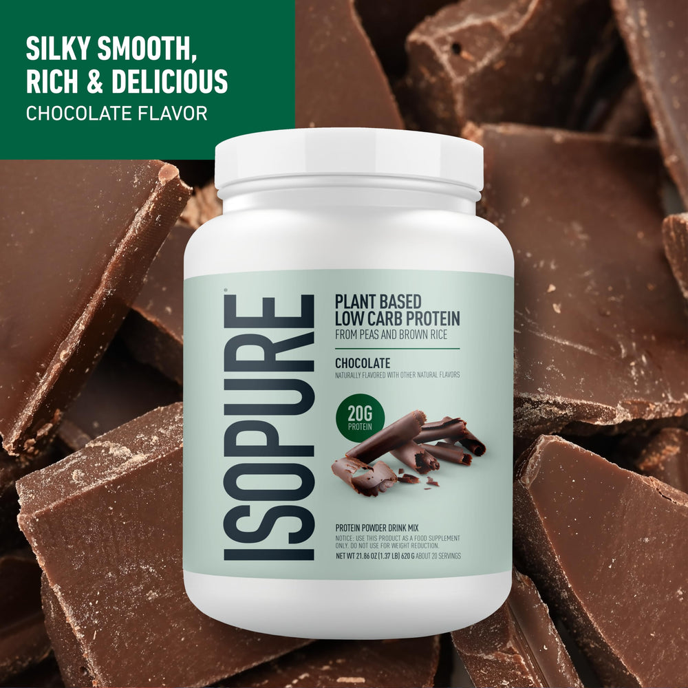 Isopure Plant-Based Protein Powder Chocolate shake in glass for shakes