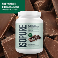 Isopure Plant-Based Protein Powder Chocolate shake in glass for shakes