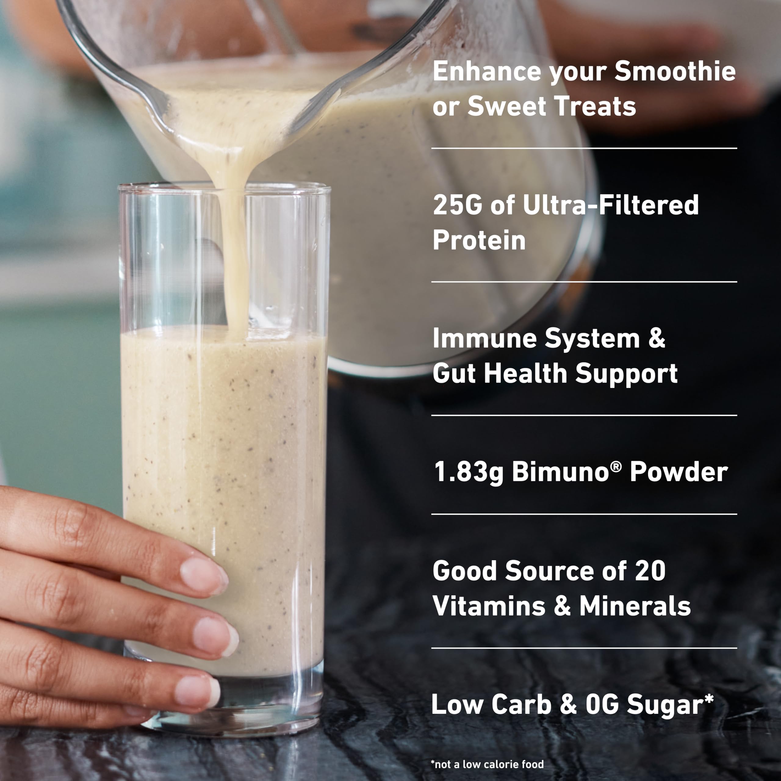 Close-up of Isopure Protein + Gut Health powder close-up showing smooth texture.