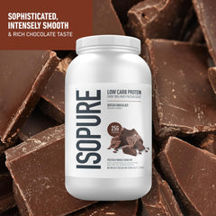Smooth Isopure protein shake in glass with rich texture.