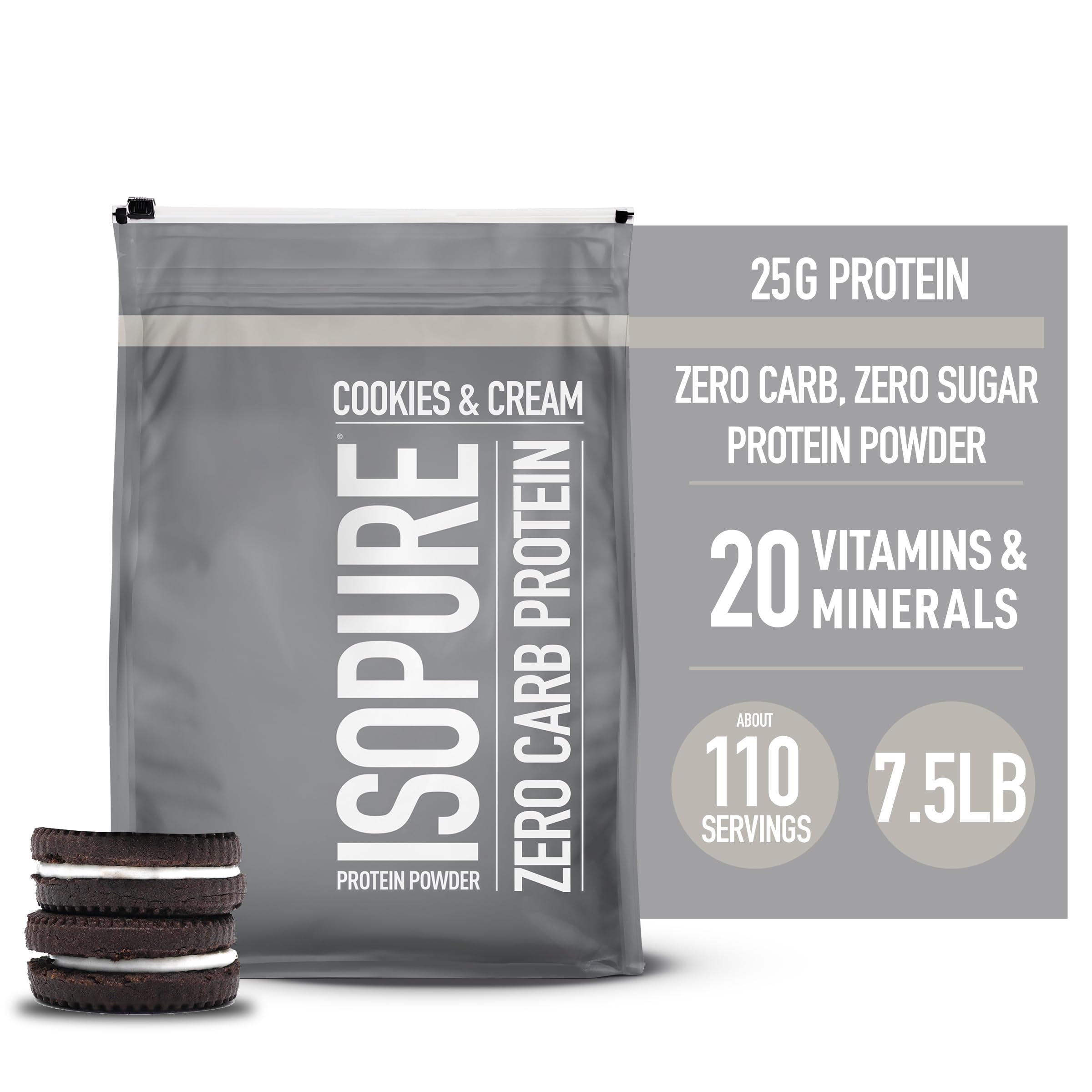 Isopure shake being prepared with Cookies & Cream powder.