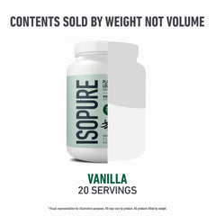 Isopure vanilla protein powder in a glass with bananas and oats