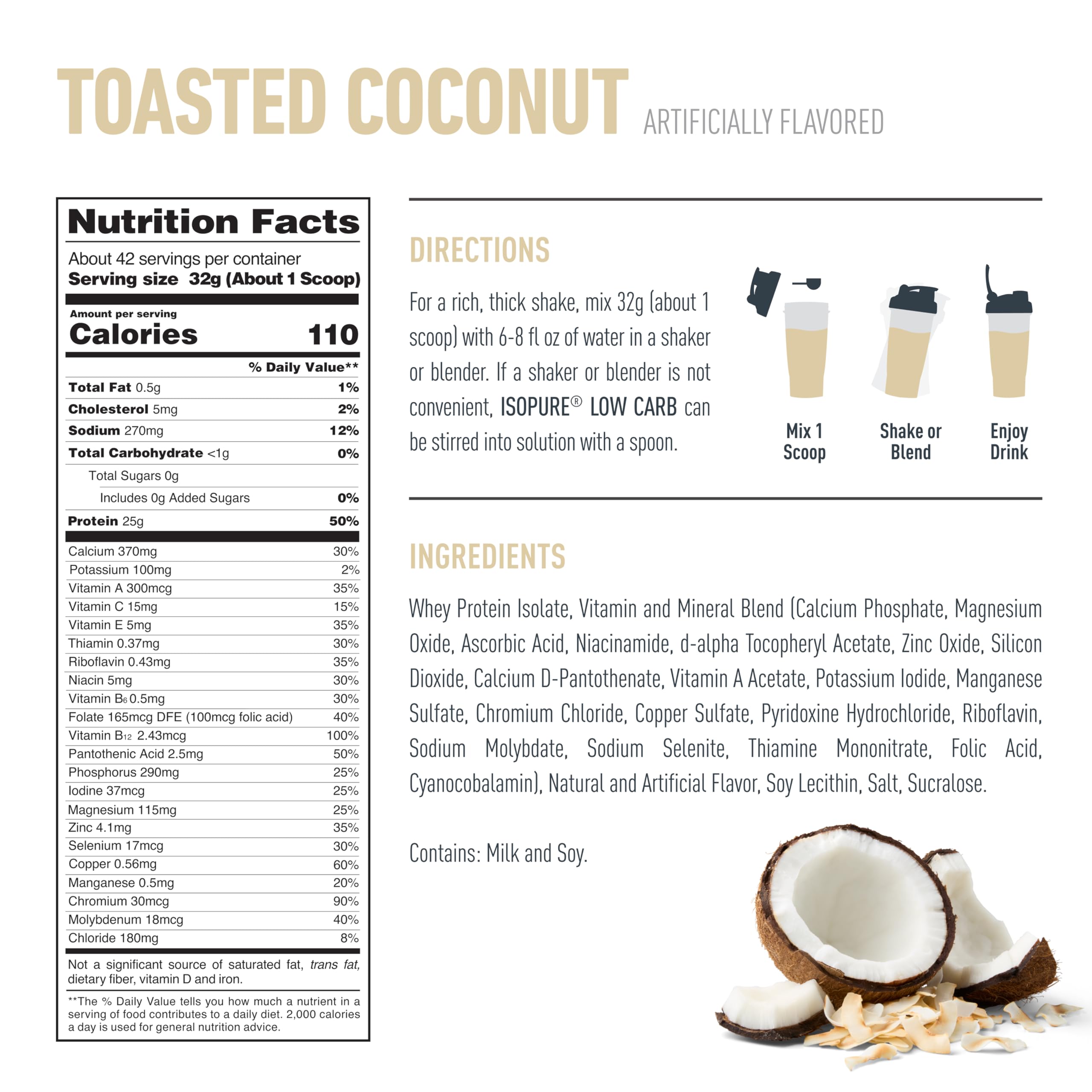 Isopure low-carb, sugar-free formula for keto-friendly nutrition.