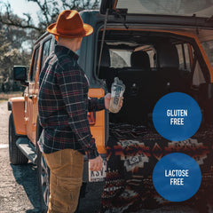 Zero-carb claim graphic for Isopure whey protein powder.