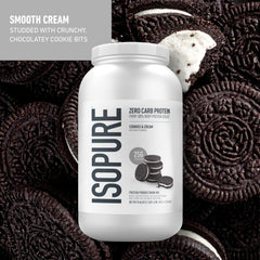 Isopure zero-carb protein powder scoop ready for smoothies.