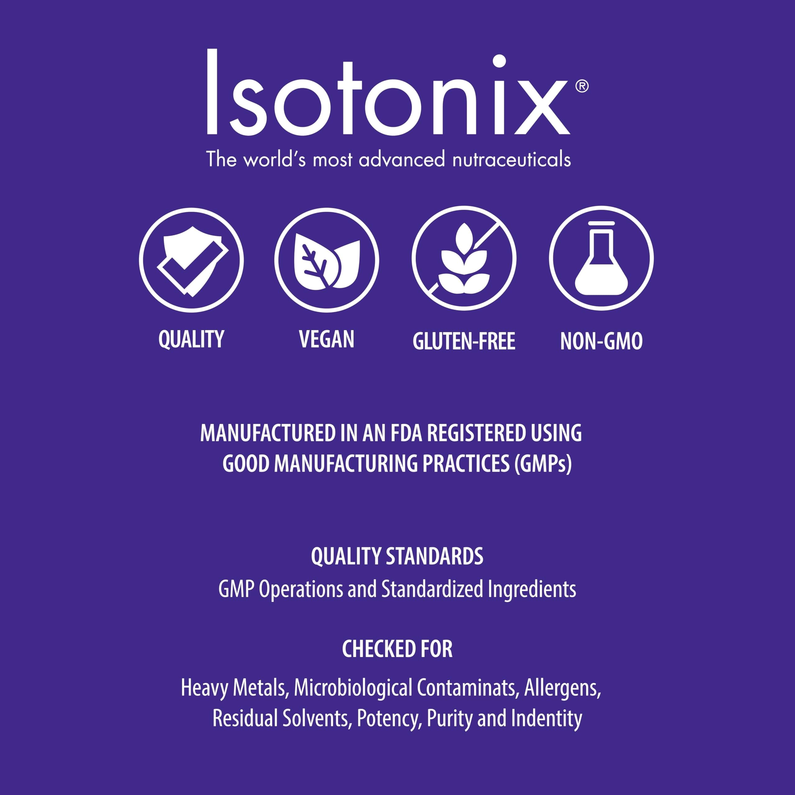 Isotonix Digestive Enzymes label emphasizes vegan, gluten-free, non-GMO quality.