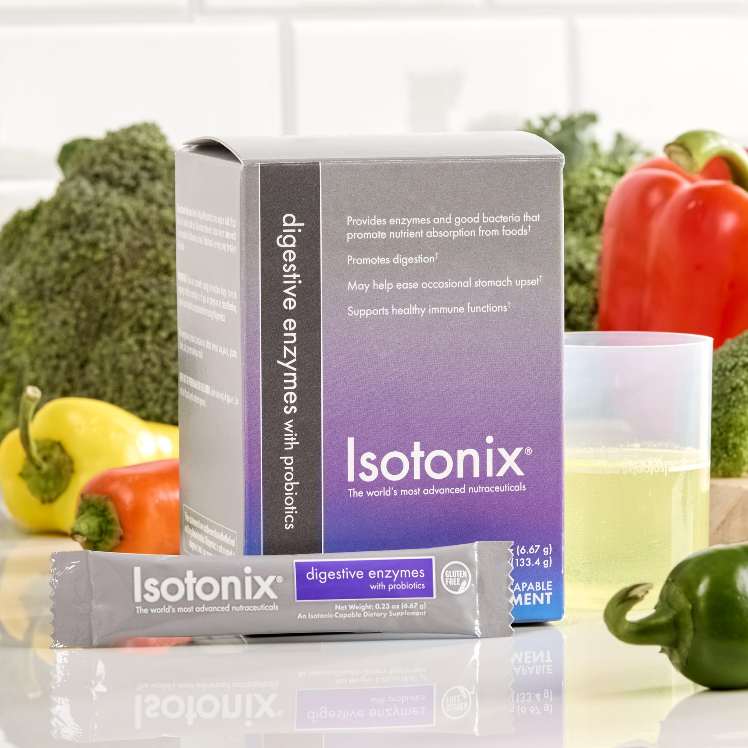 Isotonix Digestive Enzymes packet for on-the-go use with meals.