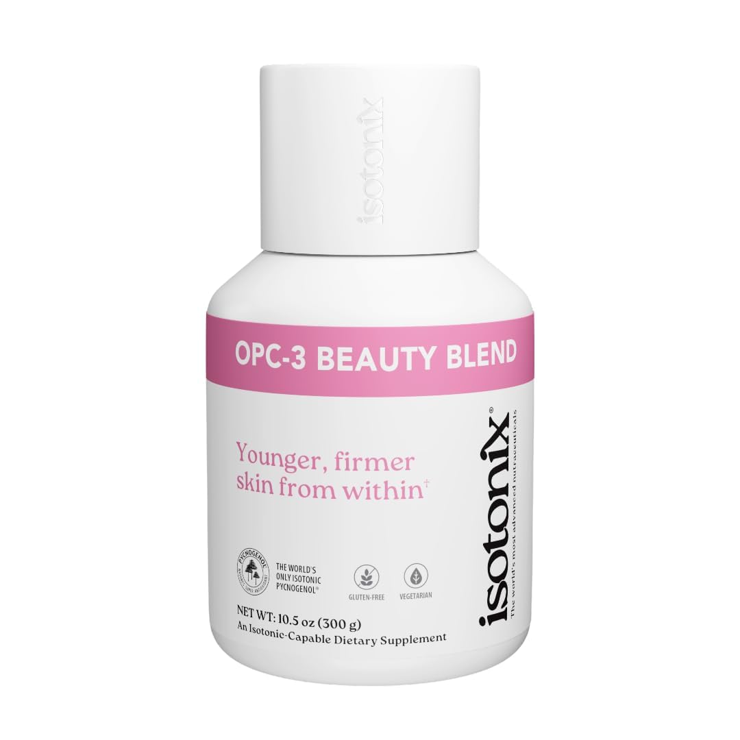 Isotonix OPC-3 Beauty Blend bottle label highlighting Pycnogenol for skin support