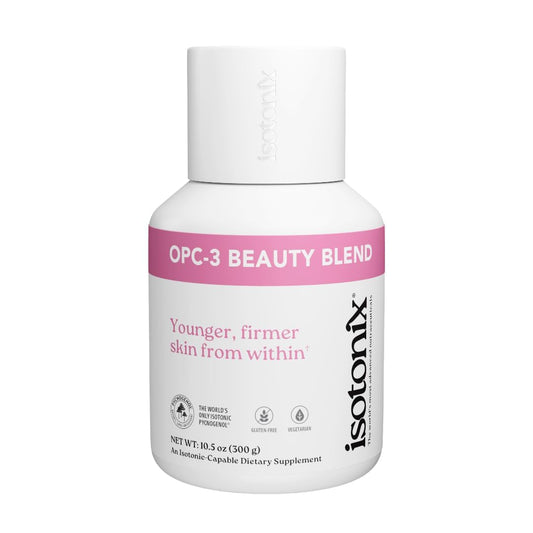 Isotonix OPC-3 Beauty Blend bottle label highlighting Pycnogenol for skin support