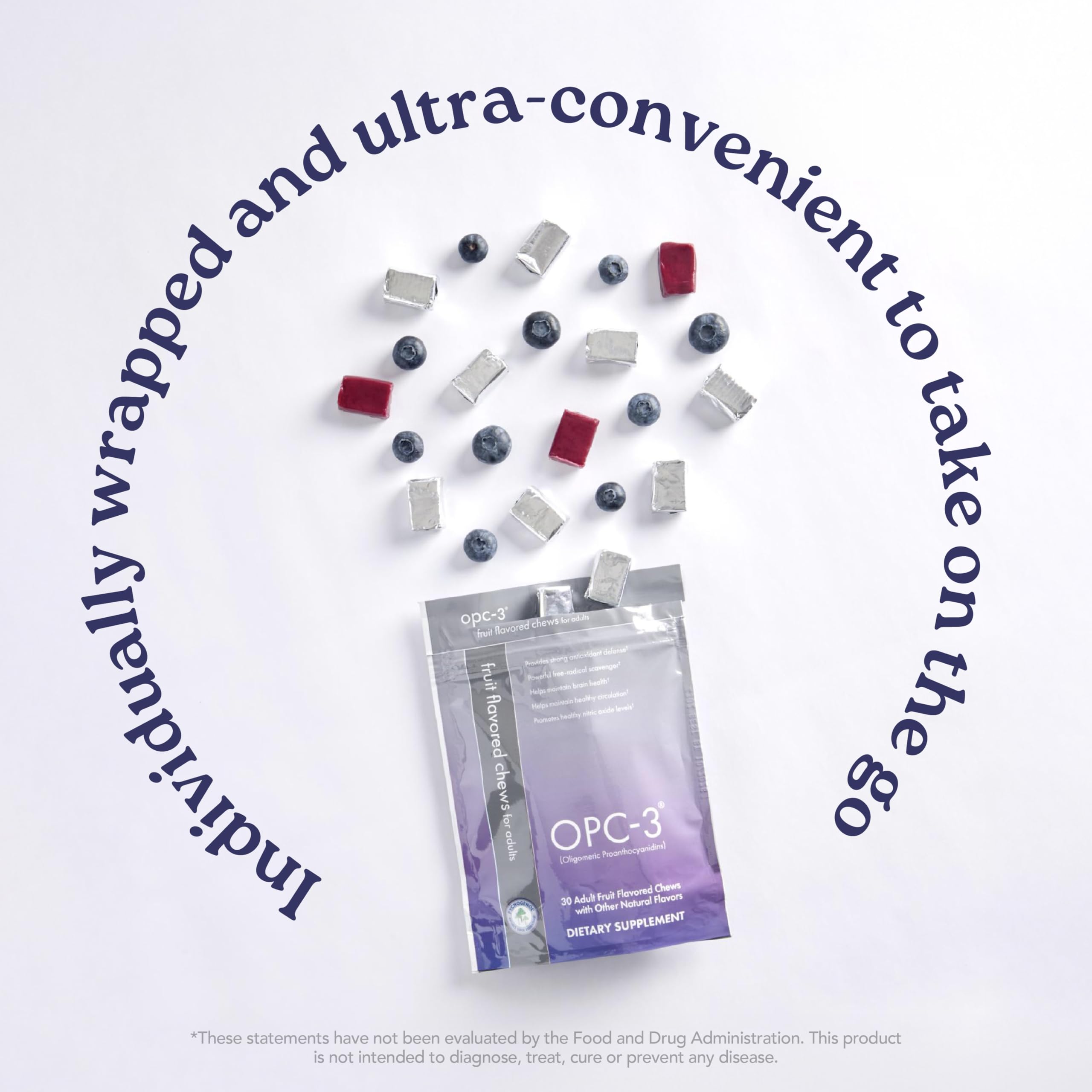 Isotonix OPC-3 chews grape seed imagery suggests antioxidant benefits.