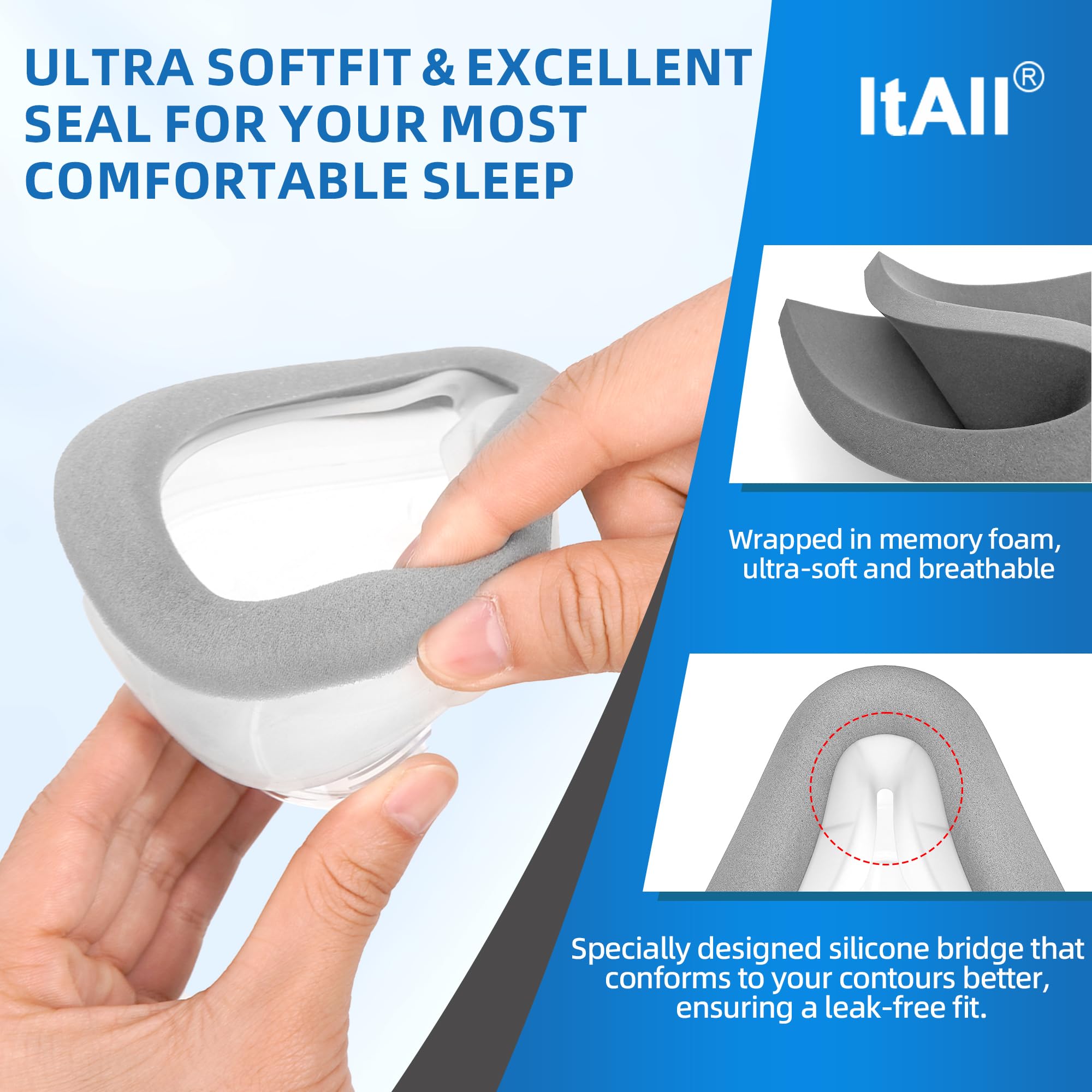 ItAll ultra-soft foam cushion delivers gentle touch against the skin.