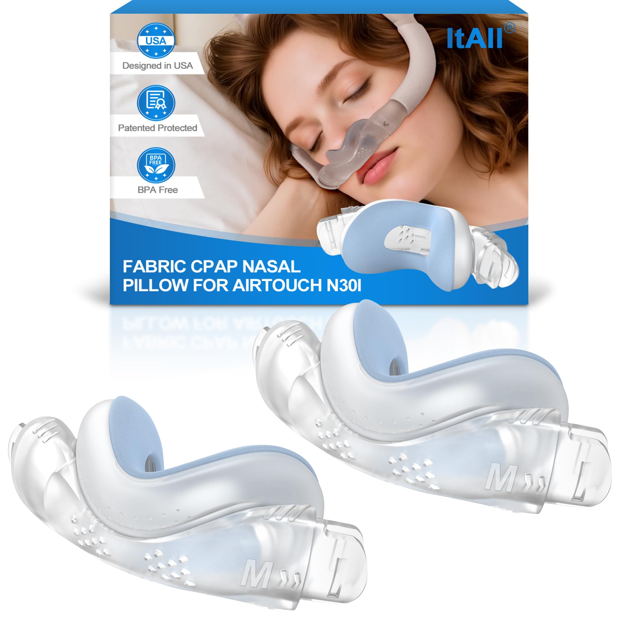 ItAll nasal cushion front view for N30i showing fit and form.