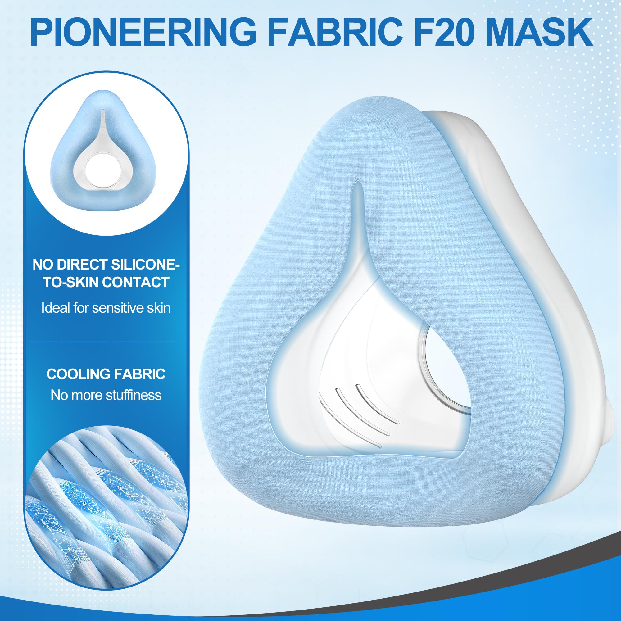 Close-up of silicone-free cushion on ItAll F20 mask for skin irritation prevention