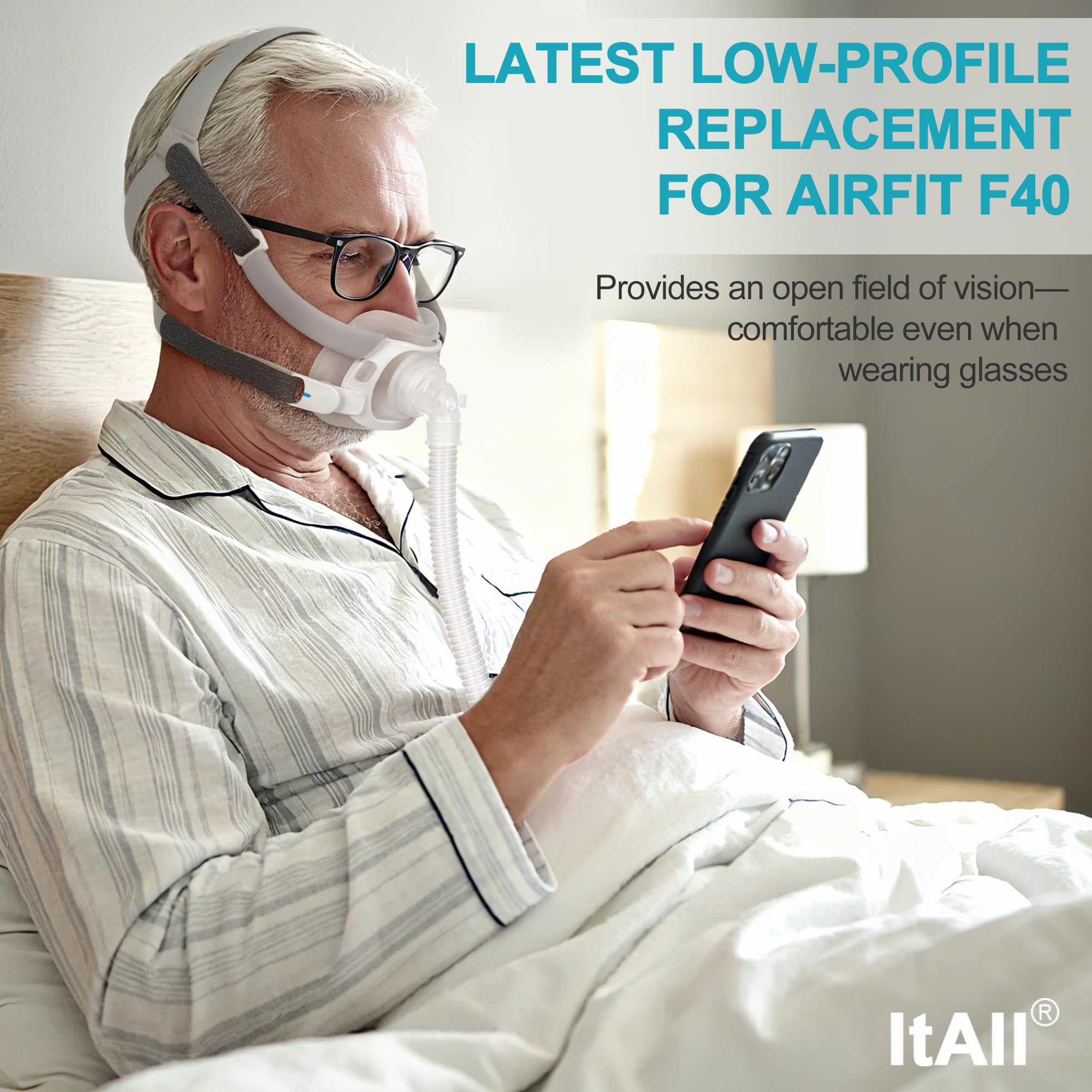 ItAll CPAP swivel elbow tube enables freedom of movement without tangling.
