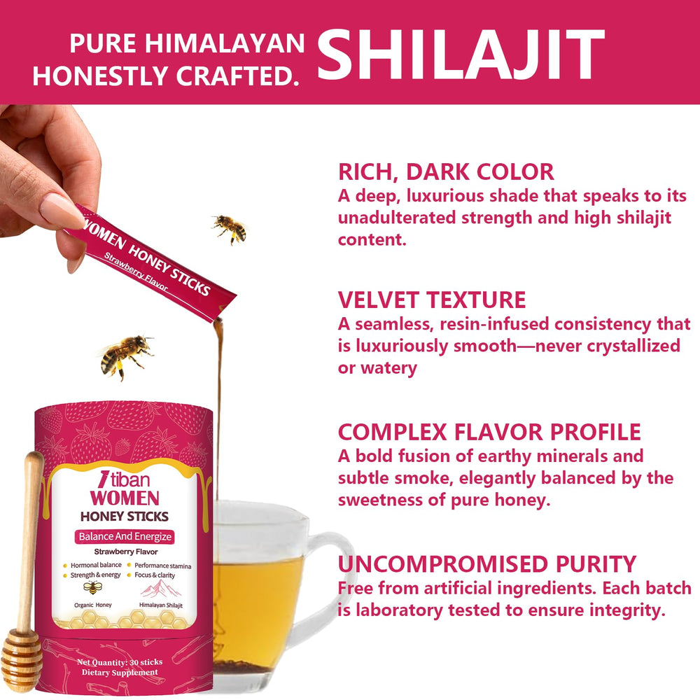 Itiban Shilajit Honey Sticks ingredients—minerals and fulvic acid at a glance.