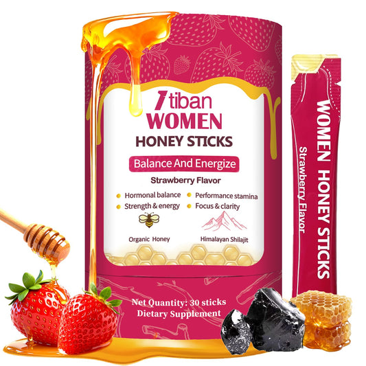 Itiban Shilajit Honey Sticks strawberry pack—convenient daily energy support.