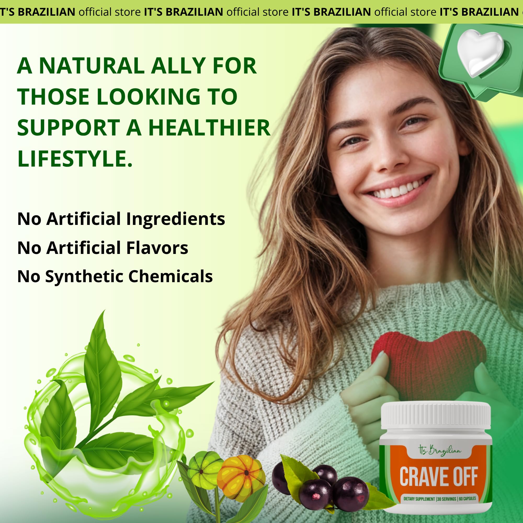 Crave-Off bottle in hand for convenient pre-meal capsules.