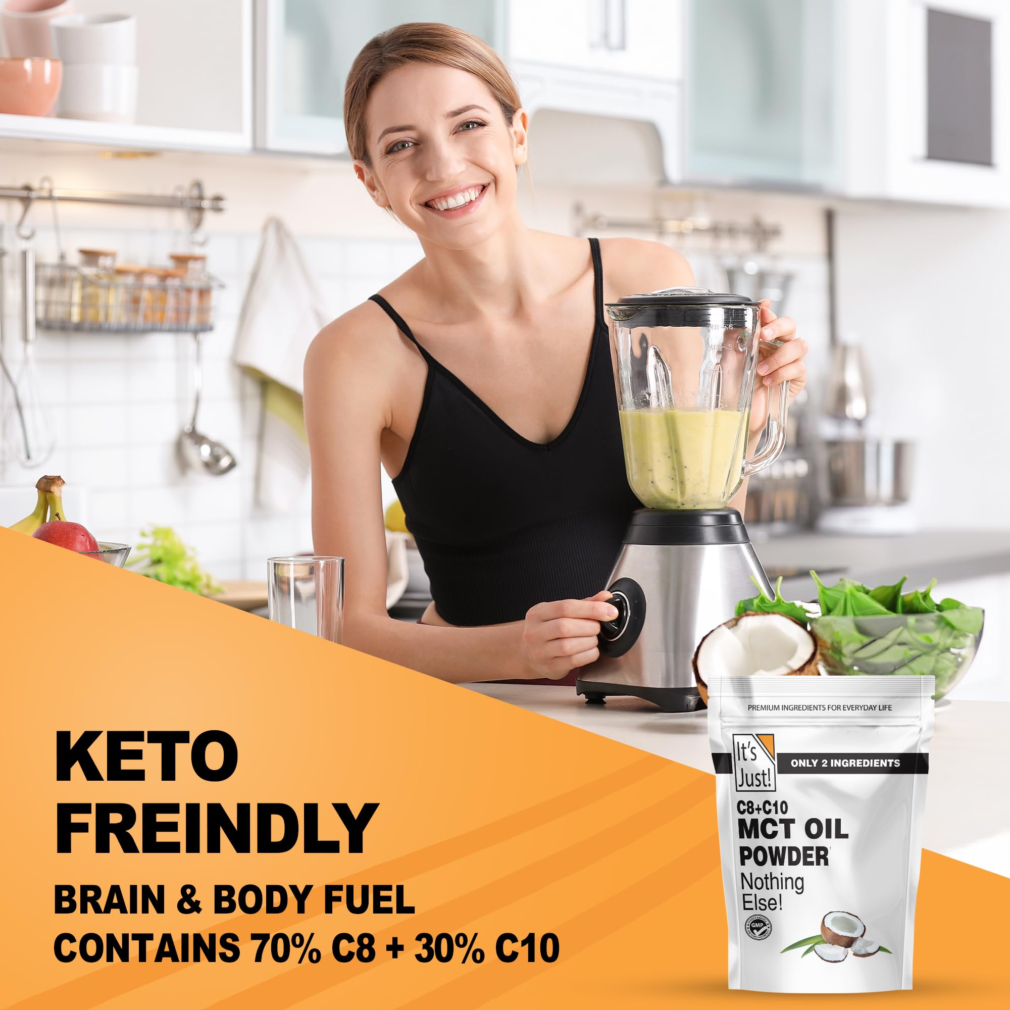 It's Just! MCT Oil Powder unflavored coffee creamer for a smooth cup.