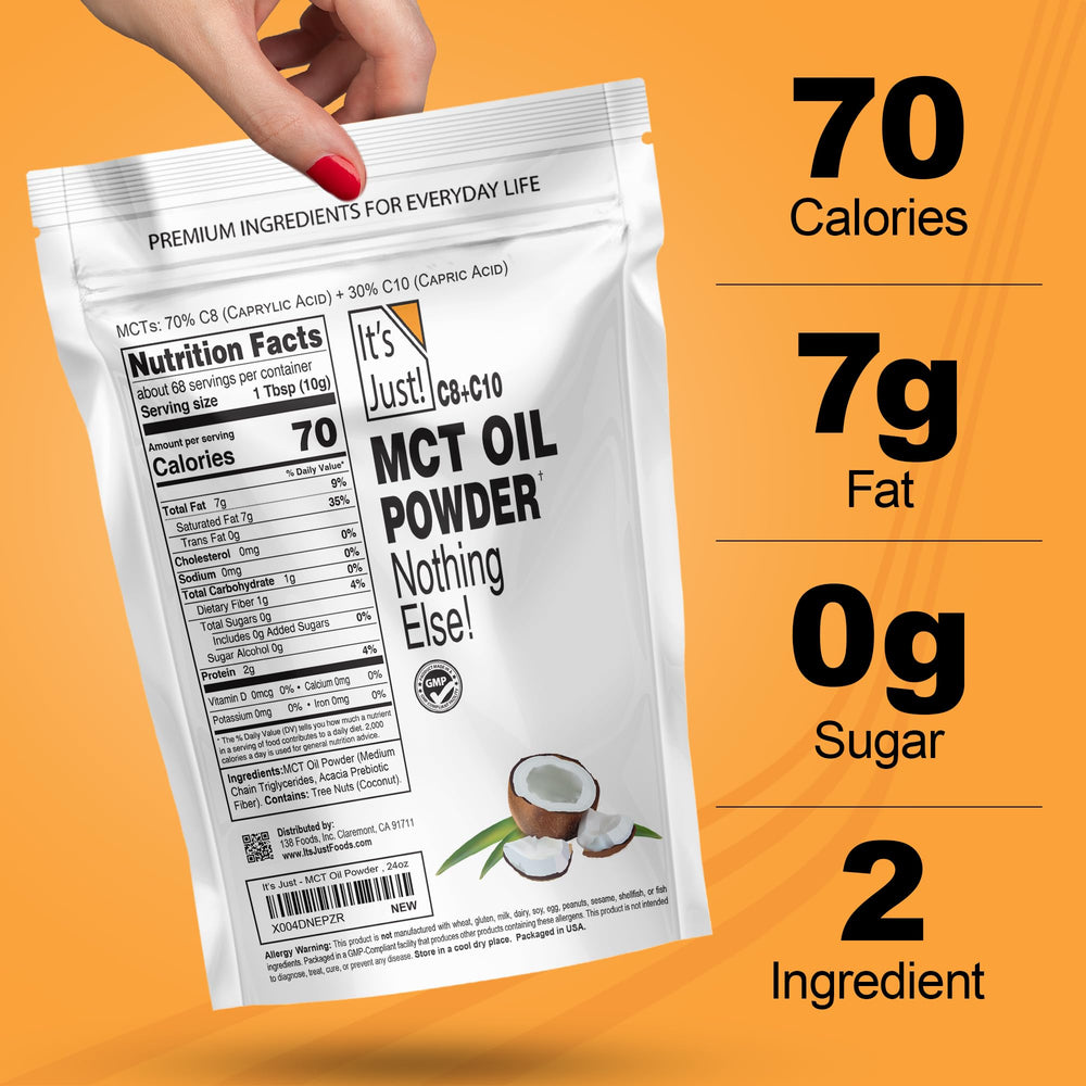 It's Just! MCT Oil Powder produced in lab tested quality.