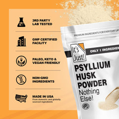 It's Just! Psyllium Husk Powder finely milled texture ideal for keto baking.