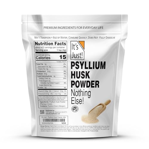 It's Just! Psyllium Husk Powder with scoop for quick, easy mixing.