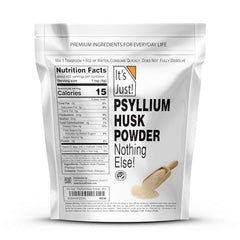 It's Just! Psyllium Husk Powder with scoop for quick, easy mixing.