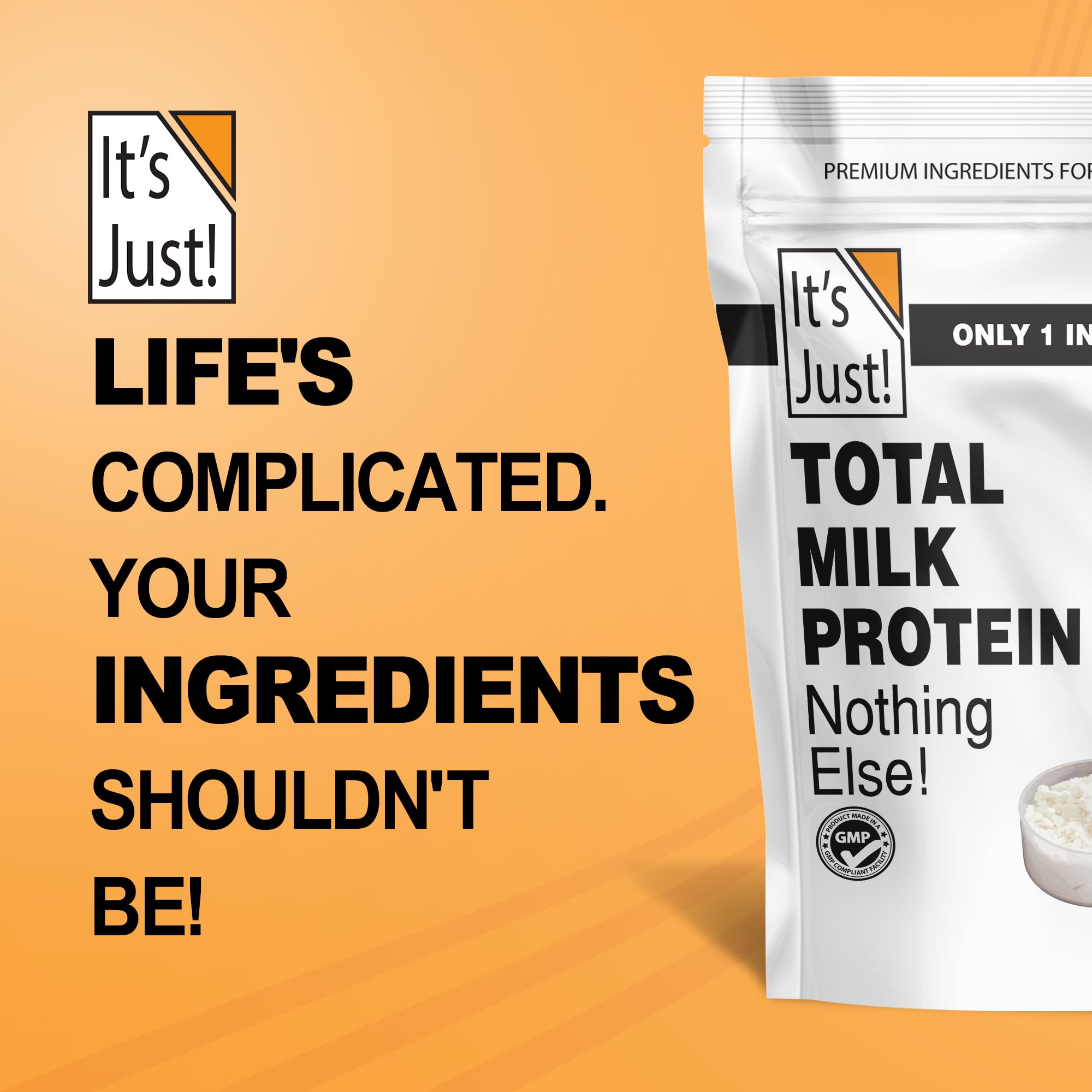 It's Just! Total Milk Protein Concentrate powder shaker invites post-workout beverages