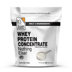 Its Just! whey protein bag—unflavored powder for versatile shakes.