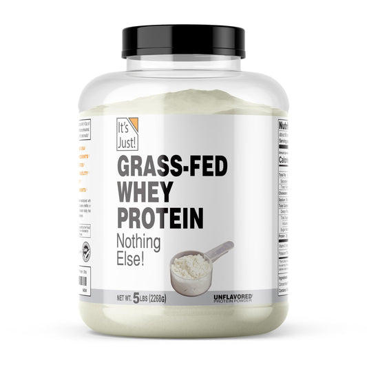 It's Just! grass-fed whey protein concentrate unflavored powder for versatile smoothies.