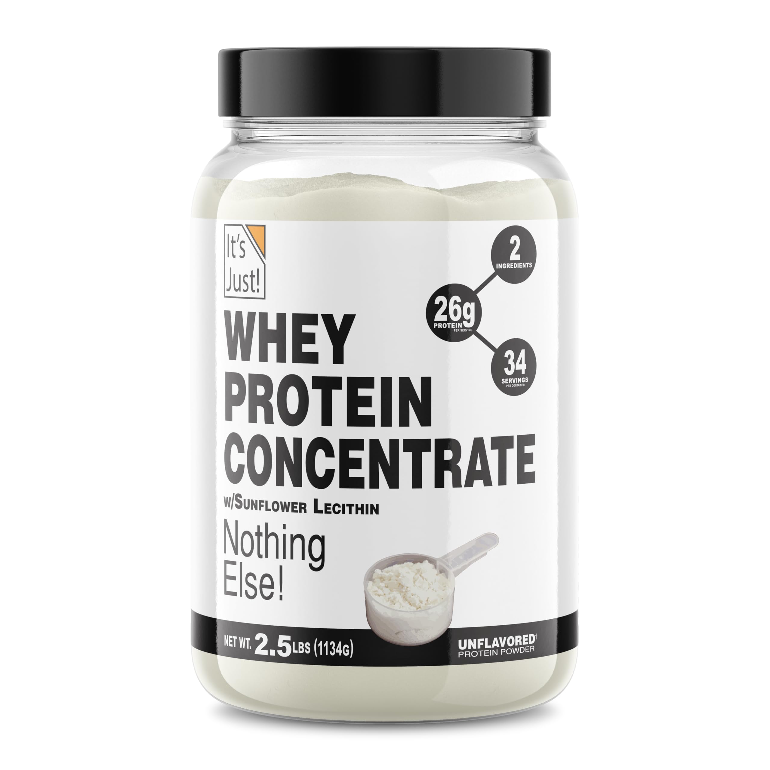 Its Just! whey protein concentrate unflavored bottle pour supports daily protein intake for active lifestyles.