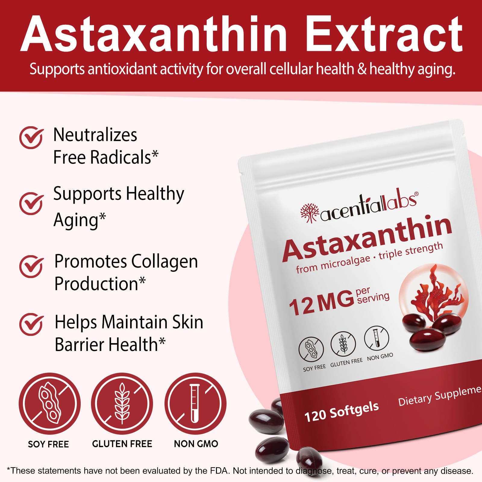 ITSDAWN Astaxanthin softgels pack for convenient daily antioxidant support.