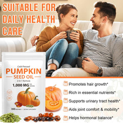 ITSDAWN Pumpkin Seed Oil capsules with hair close-up suggesting vitality.