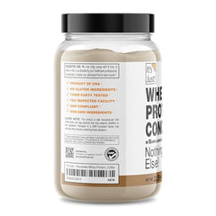 Its Just whey protein concentrate label closeup showing US-made quality