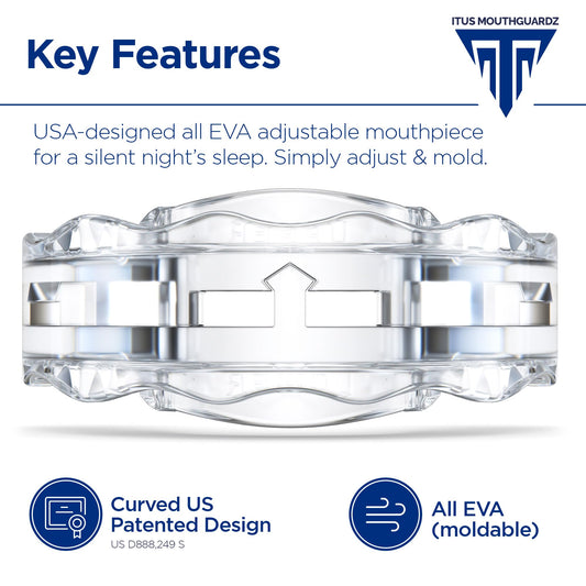 Itus SilentZzz adjustable mechanism close-up enabling a customizable bite