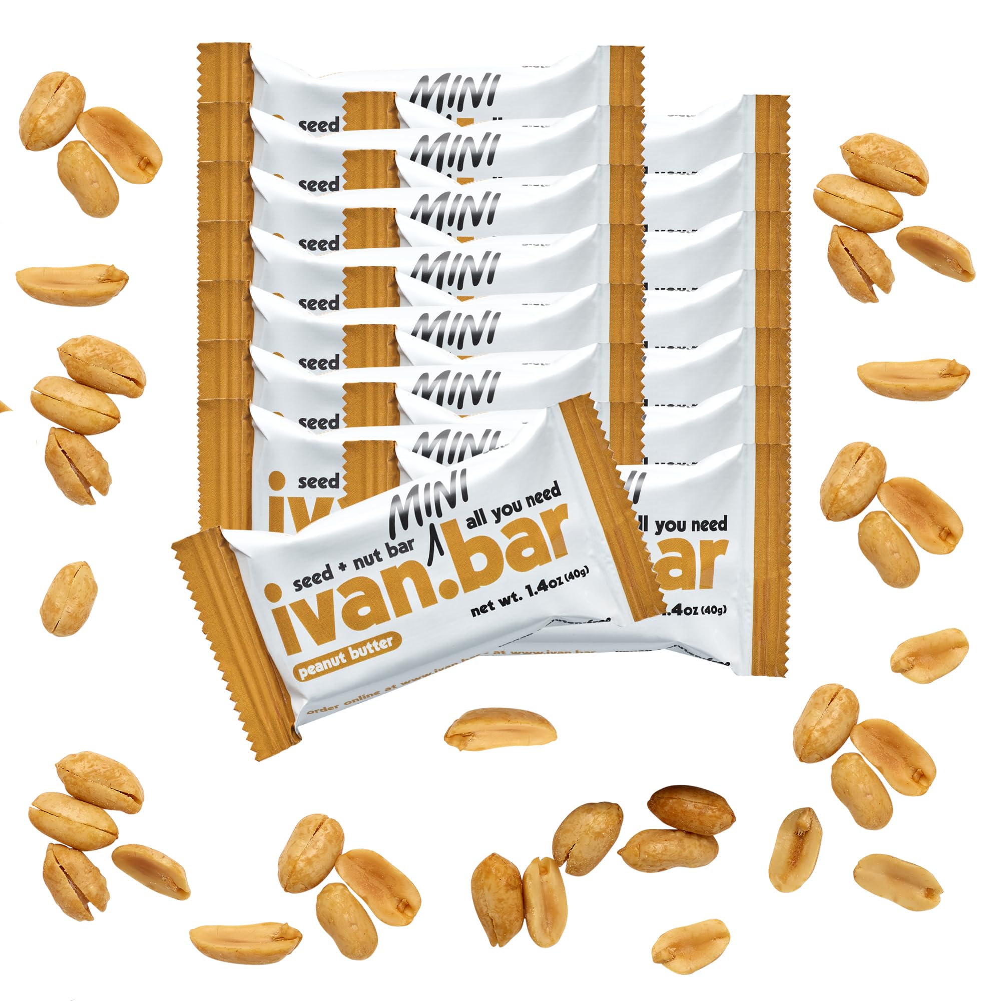 ivan.bar Protein Packed Energy Snack Bar with peanut butter front-pack, convenient on-the-go energy