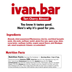 ivan.bar gluten-free and dairy-free ingredients close-up emphasizing clean label