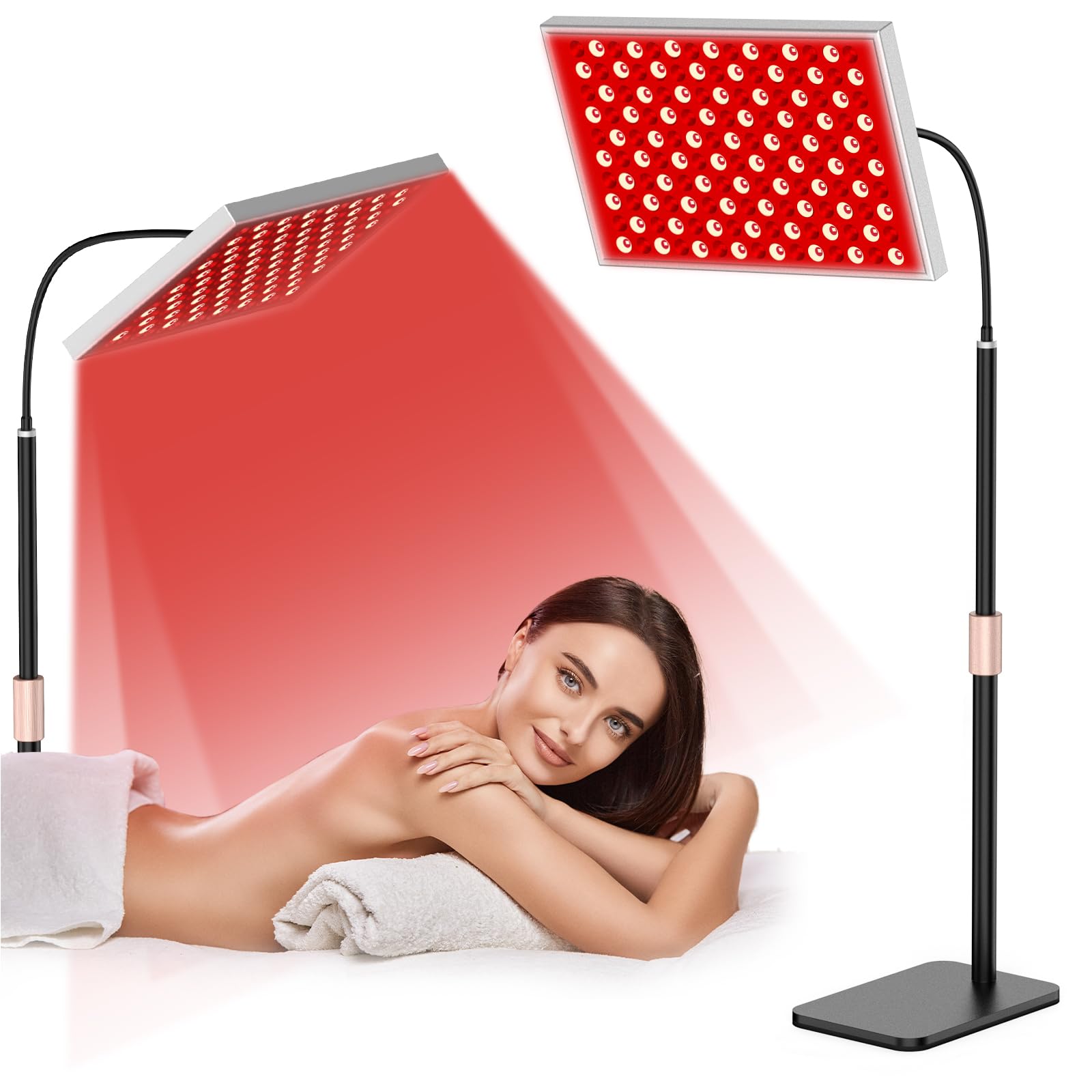 i-Venoya red light therapy panel with stand for versatile at-home sessions.