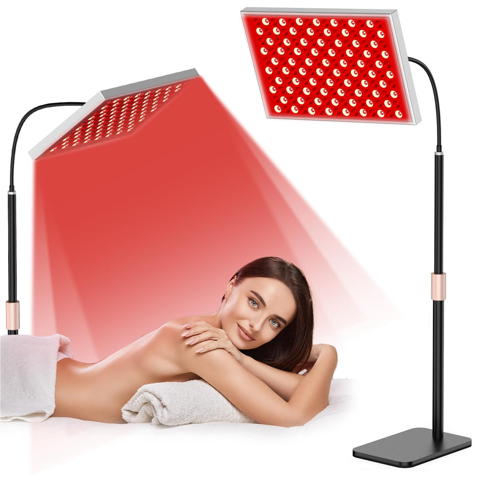 i-Venoya red light therapy panel with stand for versatile at-home sessions.