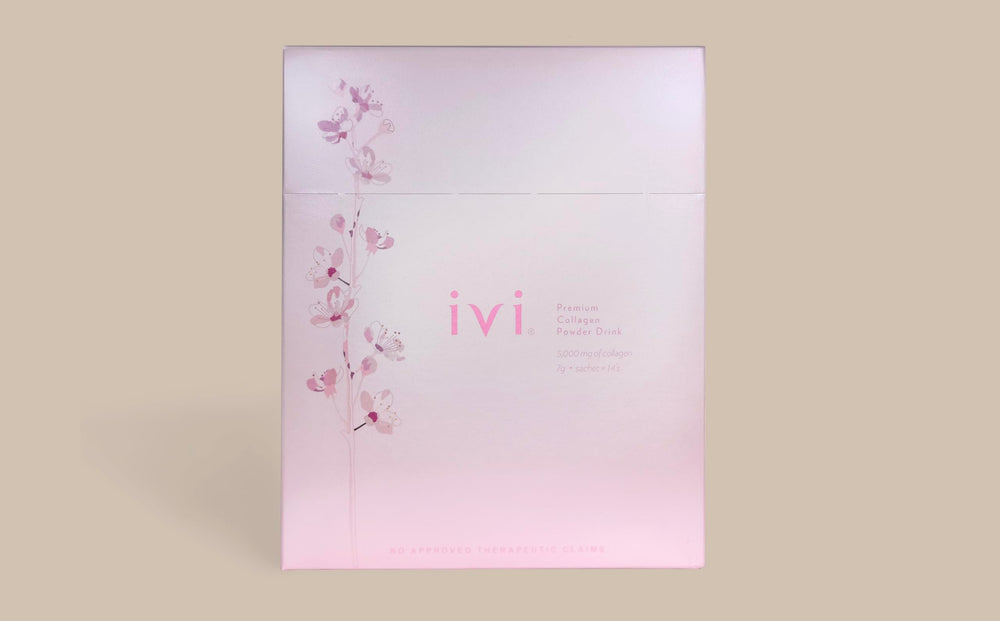 IVI Premium Collagen powder tub ready for daily skin and joint support.
