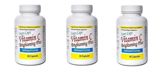 Ivory Caps Brightening Plus bottle front showing vitamin C blend for skin brightness support