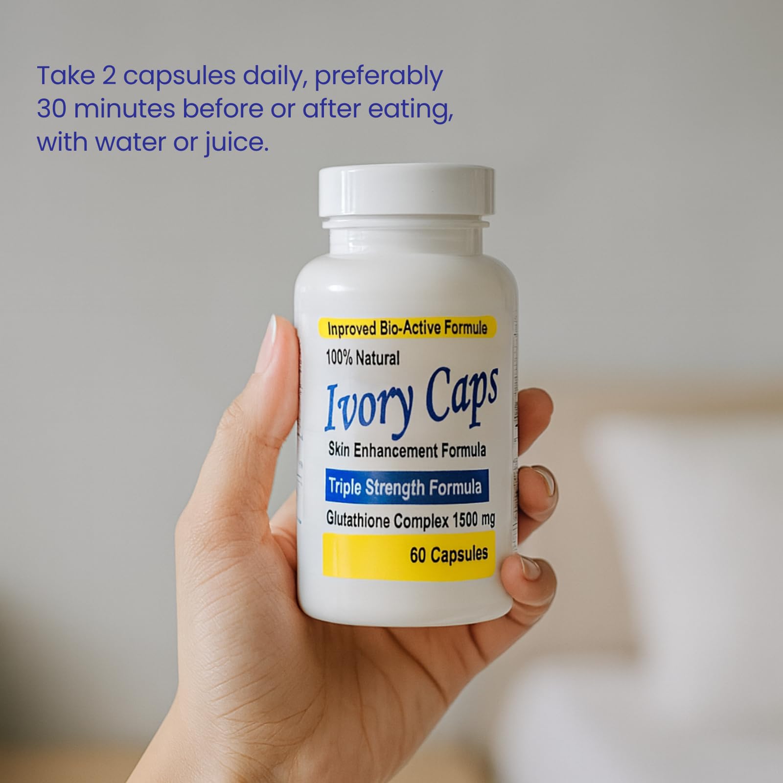 Ivory Caps on shelf supports consistent wellness routines for a refreshed look.
