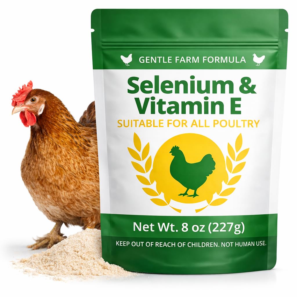 IVULTRA selenium powder for chickens being poured from the bottle for immune support.