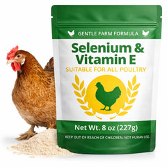 IVULTRA selenium powder for chickens being poured from the bottle for immune support.