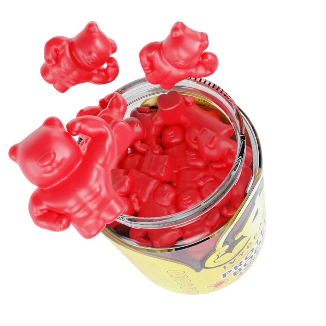 IvyBears Protein Boost Gummies pour demonstrates on-the-go protein option for workouts.