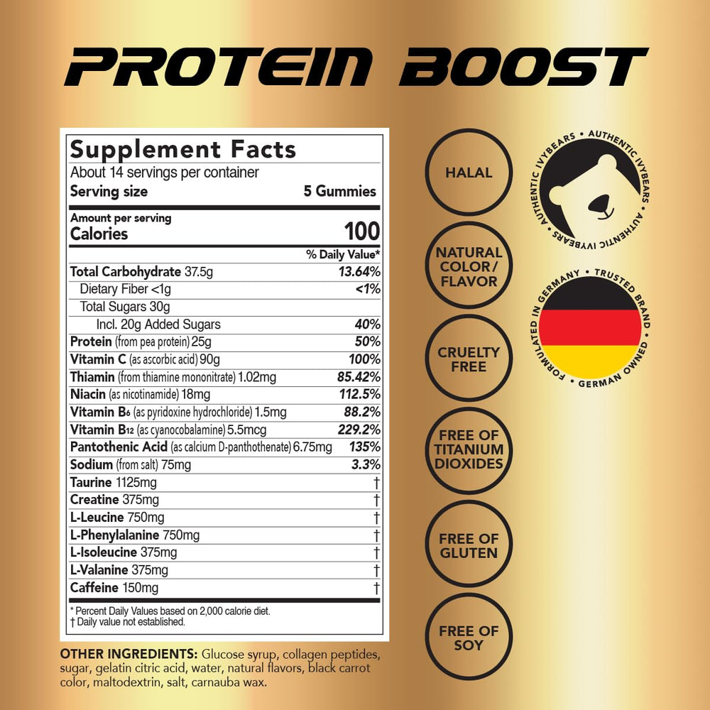 IvyBears Protein Boost Gummies serving illustrates an easy daily protein routine.