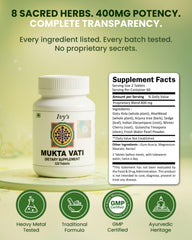 Talc-free Ivy's Mukta Vati label highlights purity